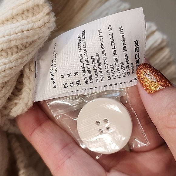 American Eagle Outfitters Ivory Knit Button Cardigan - Picture 11 of 11